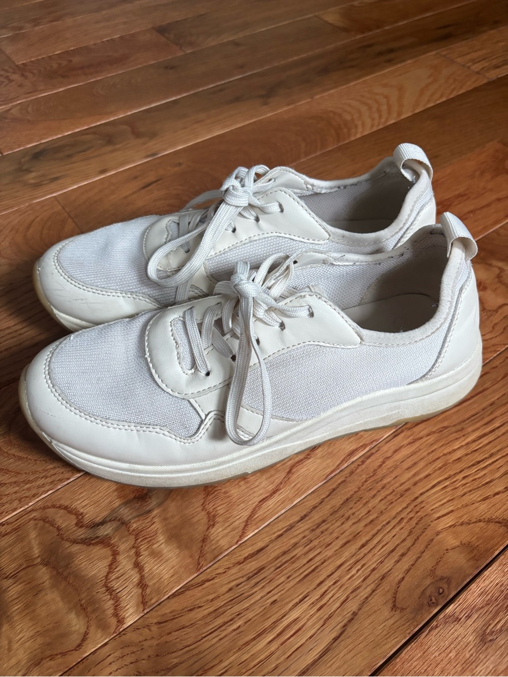 Casual Lace-Up White Canvas Sneakers